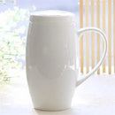 Axyaa Bone  Mug with Lid, White Porcelain Thermos, Big Tea & Beer Belly Mug