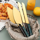 Axyaa Stone Ceramic Handle Cake Shovel Set Butter Pizza Cheese Knife Stainless Steel