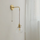 Axyaa Glass Copper LED Wall Lights with Knob Switch - Modern Bedside Lamp