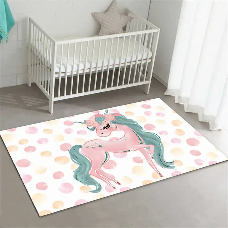 Axyaa Ballerina Girl Child Rug: Non-Slip Bedroom Decoration & Play Mat