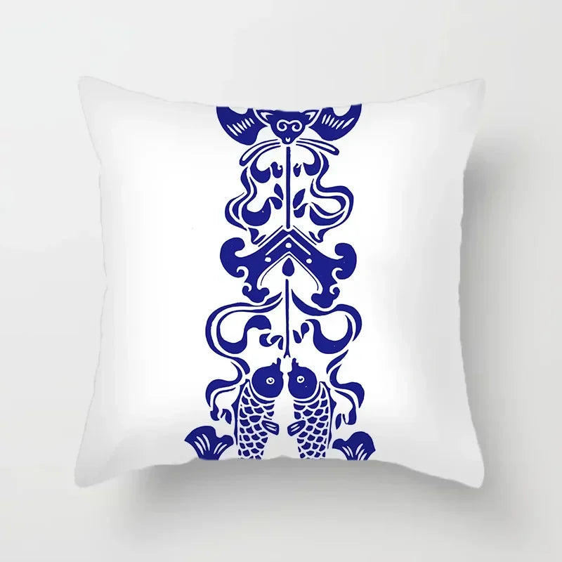 Axyaa Blue Geometric Floral Printed Pillow Case - Soft Cushion Cover