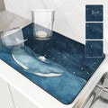 Axyaa Ocean Whales Sailing Stars Absorbent Drying Mat for Kitchen Tables