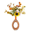 Axyaa Geometric Rattan Vase Straw Plaited Floral Arrangement Home Decor Accessories