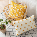 Axyaa Daisy Floral Cushion Cover - White Embroidered Pillow Cover (45x45cm/30x50cm)