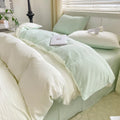 Axyaa Solid Color Cotton 4-Piece Set: Mattress, Bed Sheet, Quilt Cover - Super Soft