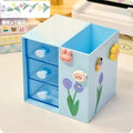 Axyaa Kawaii Desk Pen Holder & Organizer Box - Multifunctional Desktop Storage Organizing