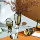 Axyaa Minimalist Amber Glass Vase for Modern Home Decor and Flower Arrangements