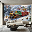 Christmas Train Tapestry Background Cloth for Parties & Photography by Axyaa Home & Outdoor