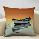Axyaa Boat Pattern Linen Cushion Cover for Home Sofa Decor