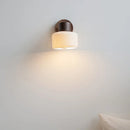 Axyaa Walnut Wood LED Wall Sconce Rotate Nordic Modern Ceramic Wall Lamp