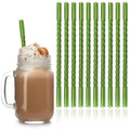 Axyaa Pink Glass Straw Set of 10 - Reusable Eco-Friendly Bubble Tea Smoothie Straws