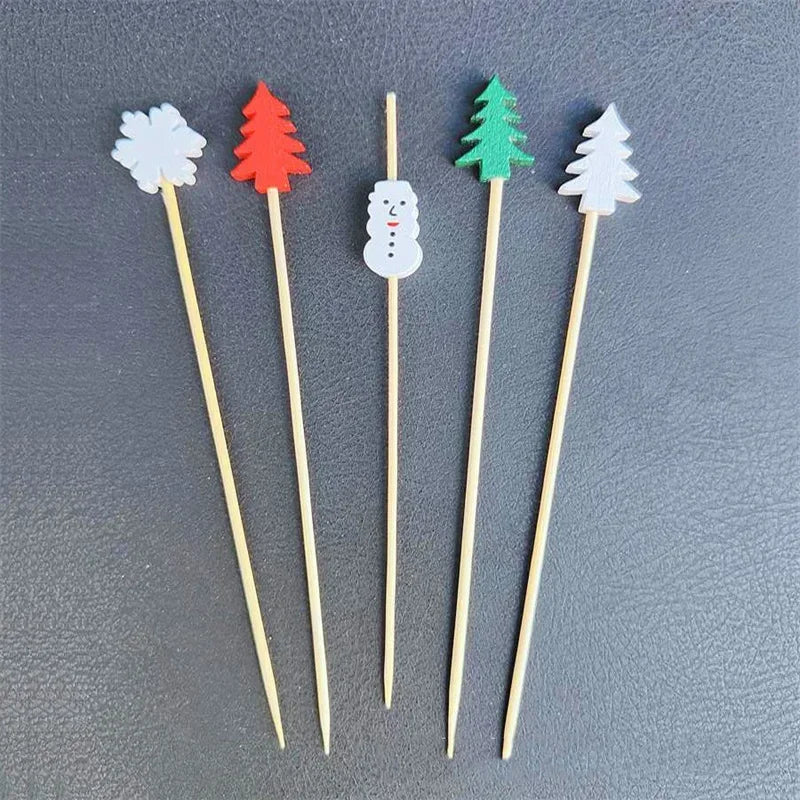 Axyaa Christmas Fruit Skewers: Santa Claus, Snowflake, Xmas Tree Forks