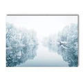 Axyaa Winter Lake Forest Owl Deer Snow Canvas Wall Art Print for Modern Home Decor