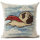 Axyaa French Bulldog Print Linen Throw Pillowcase for Home and Car Decor