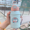 Axyaa Kids Stainless Steel Straw Water Cup - Cute Animal Doll Design