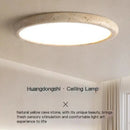 Yellow Hole Stone Ceiling Lamp Retro Cream Style by Axyaa
