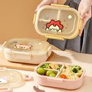 Axyaa Cartoon Divided Bento Box - 3 Grids, Leak-proof, Microwave-safe