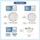 Axyaa 12/24-Piece White and Golden Rim Dinnerware Sets for 4