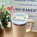 Axyaa Bear Straw Cover Caps: Cute Hearts 10mm Silicone Toppers for Tumblers