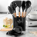 Axyaa 13Pcs Silicone Kitchen Utensils Set with Wooden Handles