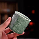 Axyaa Lotus Celadon Tea Cups: Large Ceramic Master Single Cup, Simple & Elegant Cloud Pattern