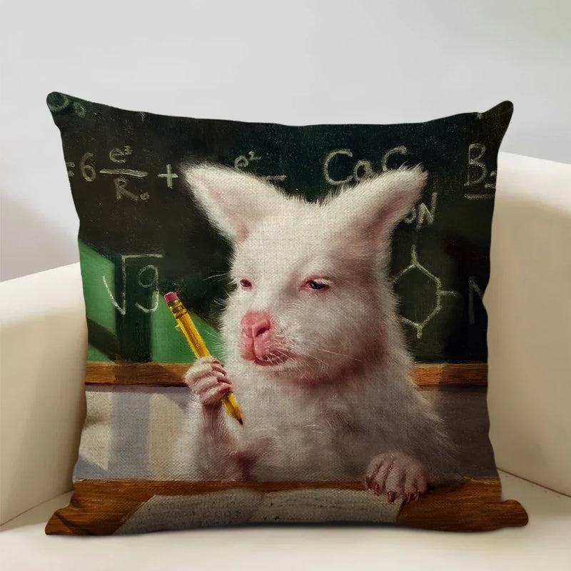 Axyaa Bullfighting Dog Cushion Cover - 45x45cm Linen Pillowcase for Home Decor
