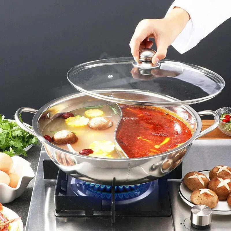 Axya 2-Lattice Stainless Steel Hot Pot Twin Cookware for Induction Cooker