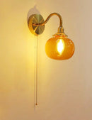 Axyaa Brass Wall Sconce with Multicolor Glass Globe – Modern Bedroom Wall Light