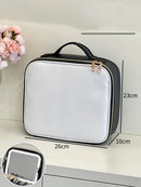 Axyaa LED Mirror Makeup Bag with Brush Holder - Waterproof Cosmetic Organizer