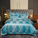 Axyaa Satin Jacquard Embroidered 4-Piece Bedding Set