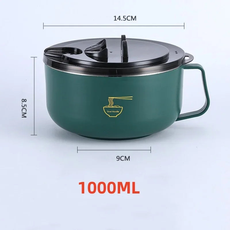 Axyaa Stainless Steel Double-Layer Noodle Bowl - Anti-Scalding Lunch Box & Food Container