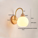 Axyaa Glass Wood LED Wall Lights for Bedroom Living Room Coffee, Pull Chain Switch, Modern Bedside Lamp Mirror