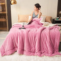 Axyaa Double Layer Milk Fleece Blanket: Cozy Lambswool Design for Autumn Winter