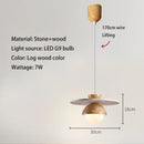 Axyaa Stone Log Wood Chandelier: Japanese Style LED Pendant Lamp for Bedroom and Home
