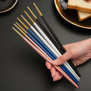 Axyaa Stainless Steel Chinese Chopsticks Set Multi Non-Slip Tableware Wedding