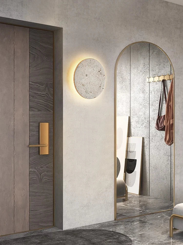 Axyaa Round Stone Wall Light Sconce 3000K Dimmable Art Decor 23/30cm Free Combination