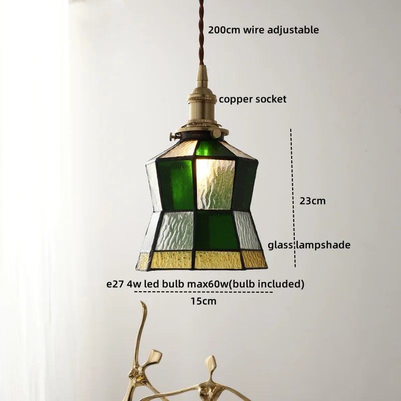 Axyaa Glass Copper LED Pendant Light for Home Decor - Nordic Style