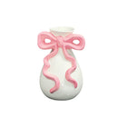 Axyaa Ribbon Bow Ceramic Vase: Charming Floral Arrangement Accessory for Home Decoration