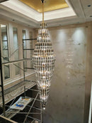 Axyaa Luxury Crystal Chandelier for Villa Living Room and Spiral Staircase