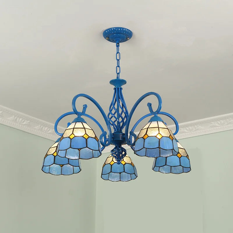 Axyaa Retro LED Chandelier Tiffany Lampshade for Home Lighting