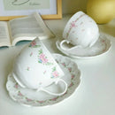 Axyaa Vintage Relief Ceramic Coffee Cup and Saucer Set