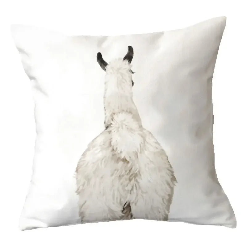 Axyaa Alpaca and Cactus Pattern Pillowcase for Home Sofa Decoration