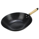 Axya Cast Iron Steel Wok Pan - No Coating Black Shiny Deep Frying Cookware