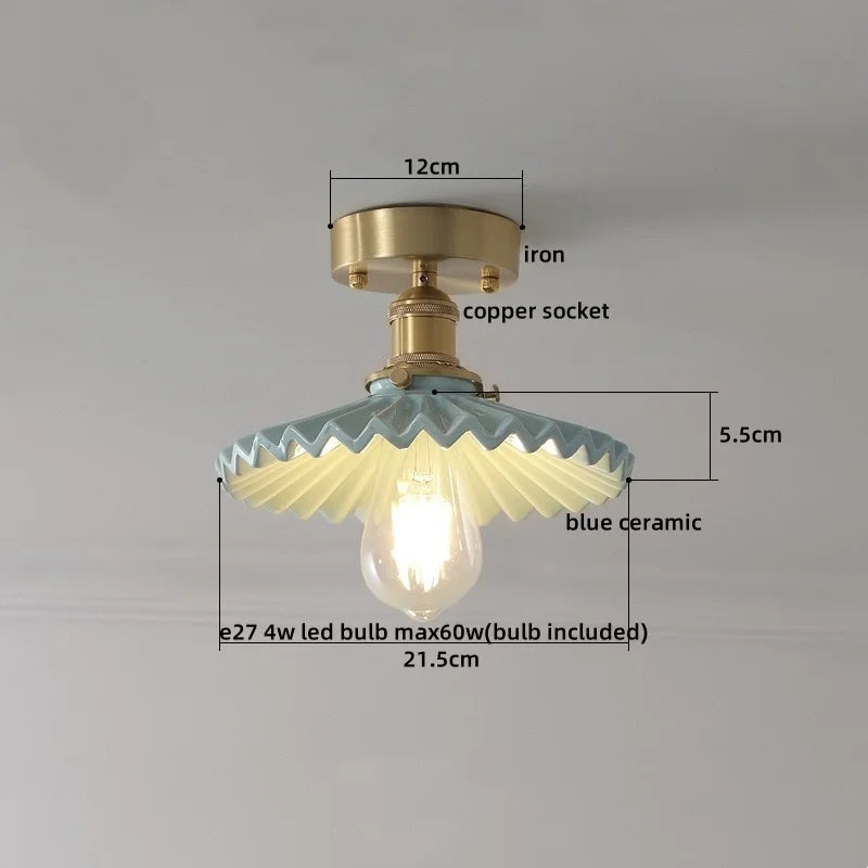Axyaa Modern Ceramic LED Ceiling Lamp White for Porch & Balcony