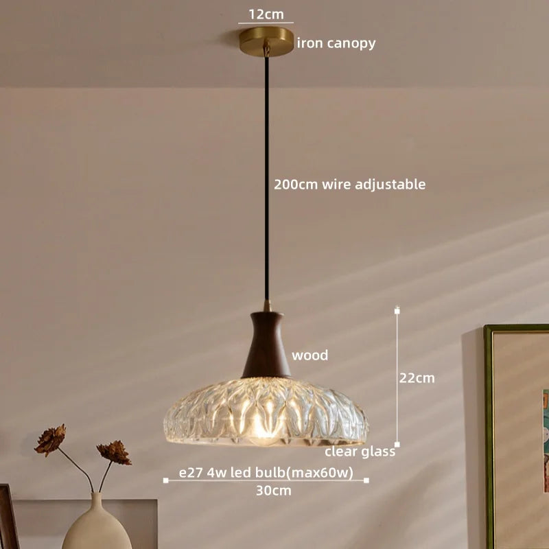 Axyaa Japanese Style LED Glass Pendant Lamp for Kitchen, Bedroom & Living Room