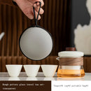 Axyaa Ceramic Tea Set: Pot, 3 Cups, Travel Bag - Minimalist Outdoor Souvenir Pack