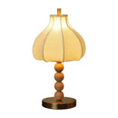Axyaa Vintage Wood Fabric Desk Lamp, Japanese Style Bedside Study Bedroom Retro Lighting