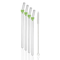 Axyaa Glass Straw Set for Drinks, 5pcs High Borosilicate Cocktail Straws & Cleaning Brush