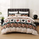 Geometric Boho Duvet Set + Pillowcase, 2/3pc Polyester Bedding, Single King Size, Axyaa Brand