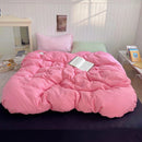 Axyaa Washed Cotton Bedding Set: Duvet Cover, Pillowcase, Top Sheet